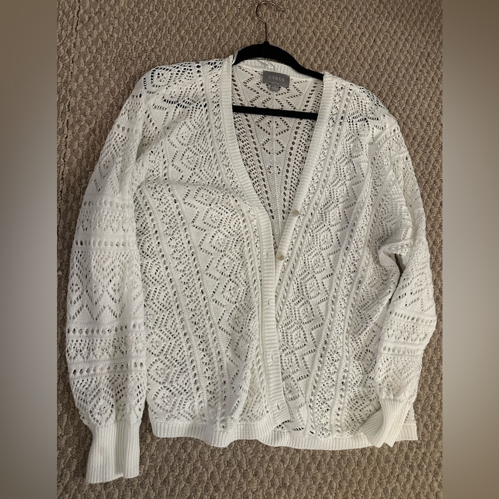 Cyrus Ivory Pointelle Cardigan